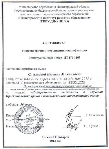 Сертификат 2013год